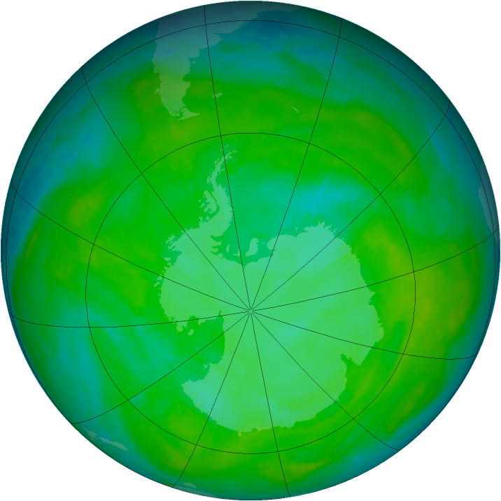 Antarctic ozone map for 14 December 2000